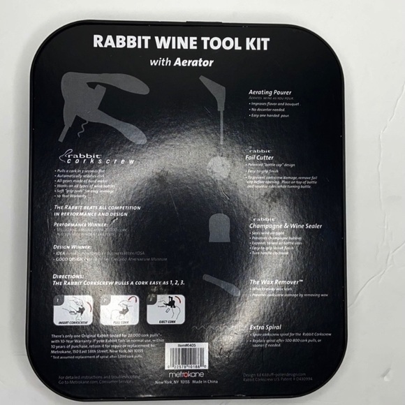 NIB Rabbit 6-Piece Wine opener Tools Set cork screw - Picture 9 of 9